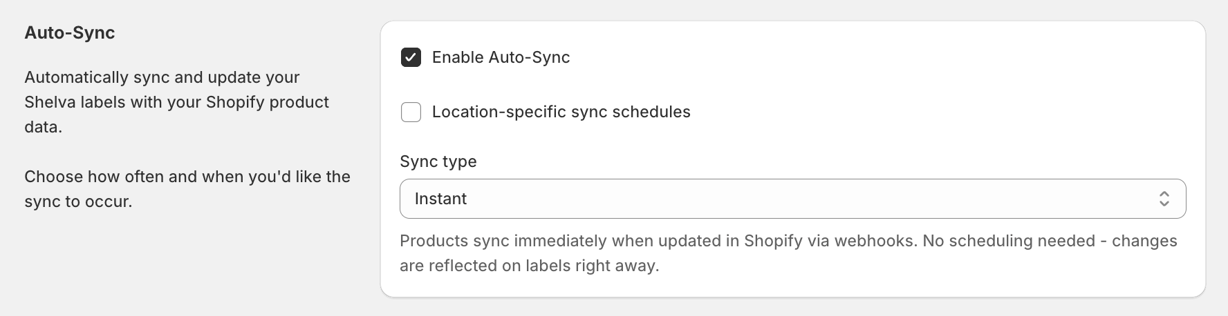 Close-up of the Instant Auto-Sync setting